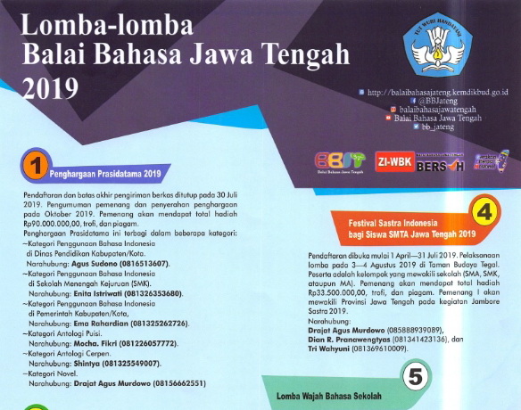 Ikuti dan Saksikan Lomba-Lomba Balai Bahasa Jawa Tengah 2019