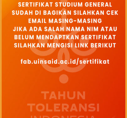 Pengumuman Sertifikat Studium General